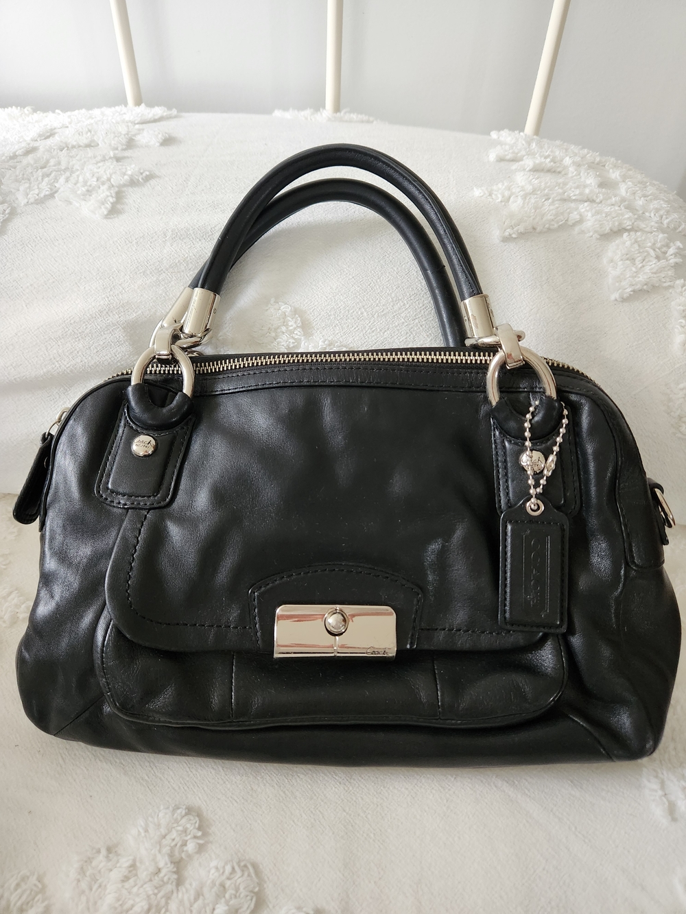 Coach Black Leather Kristin Satchel Handbag L1294-F22304